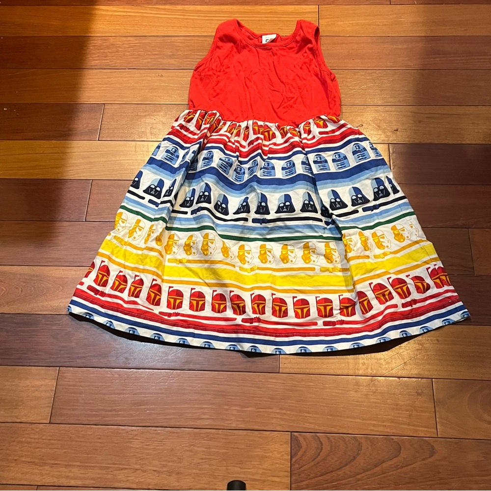 Hanna Andersson Red Tank Dress with Multicolor Star Wars